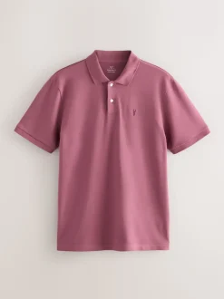 Damson Pink Regular Fit Short Sleeve Pique Polo Shirt