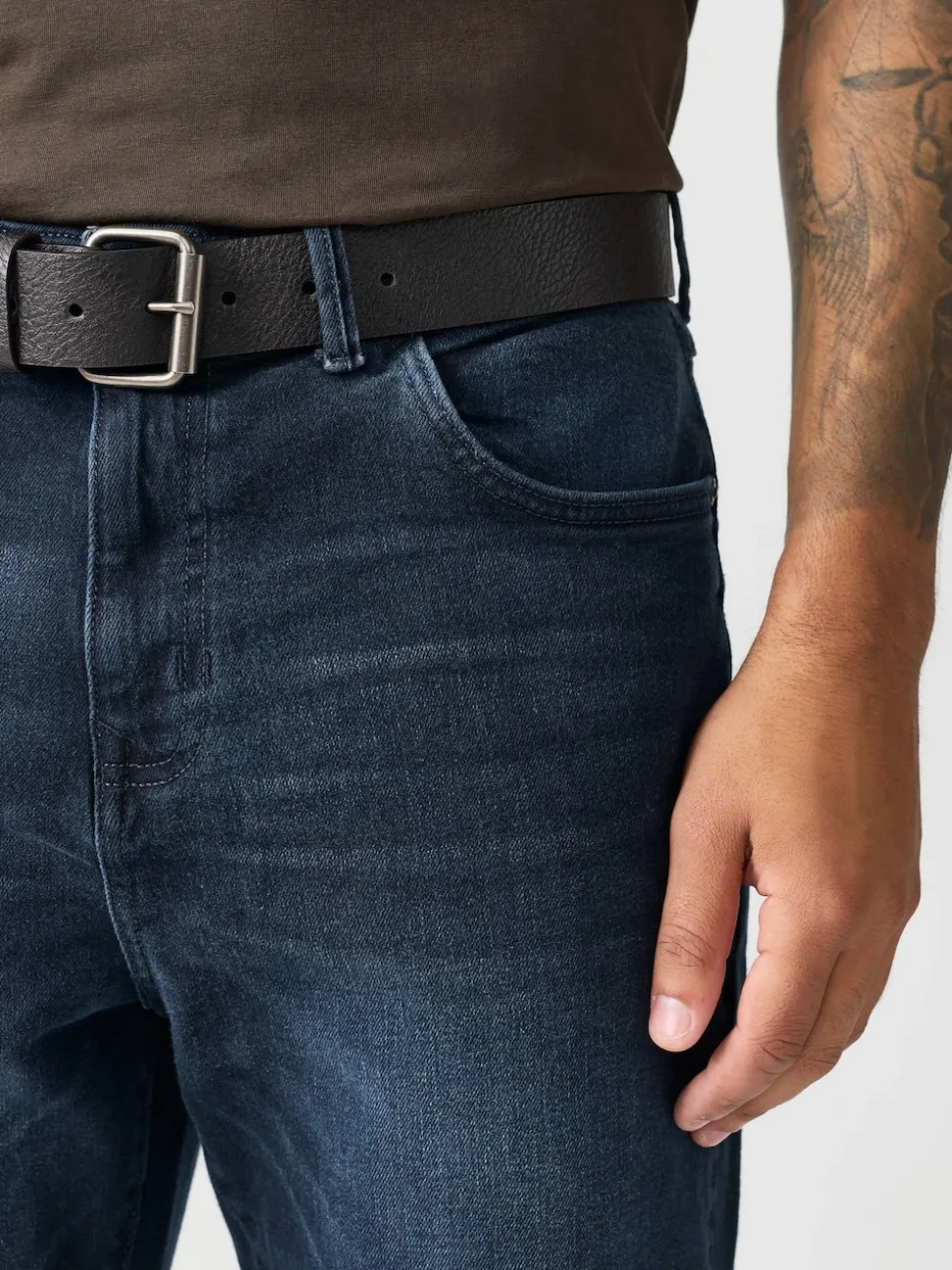 Dark Blue Bootcut Belted Authentic Jeans