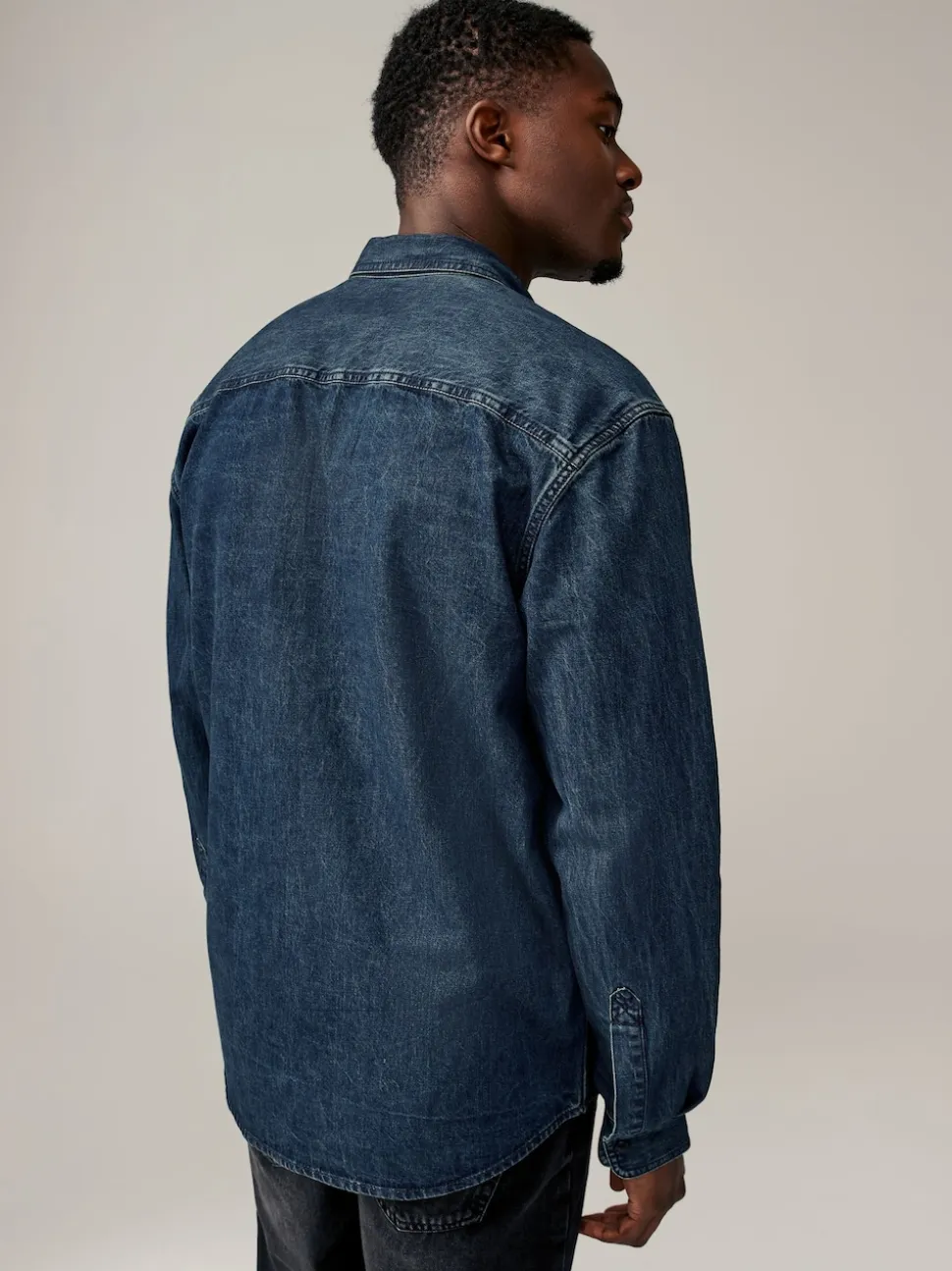 Dark Blue Denim Western 100% Cotton Long Sleeve Shirt