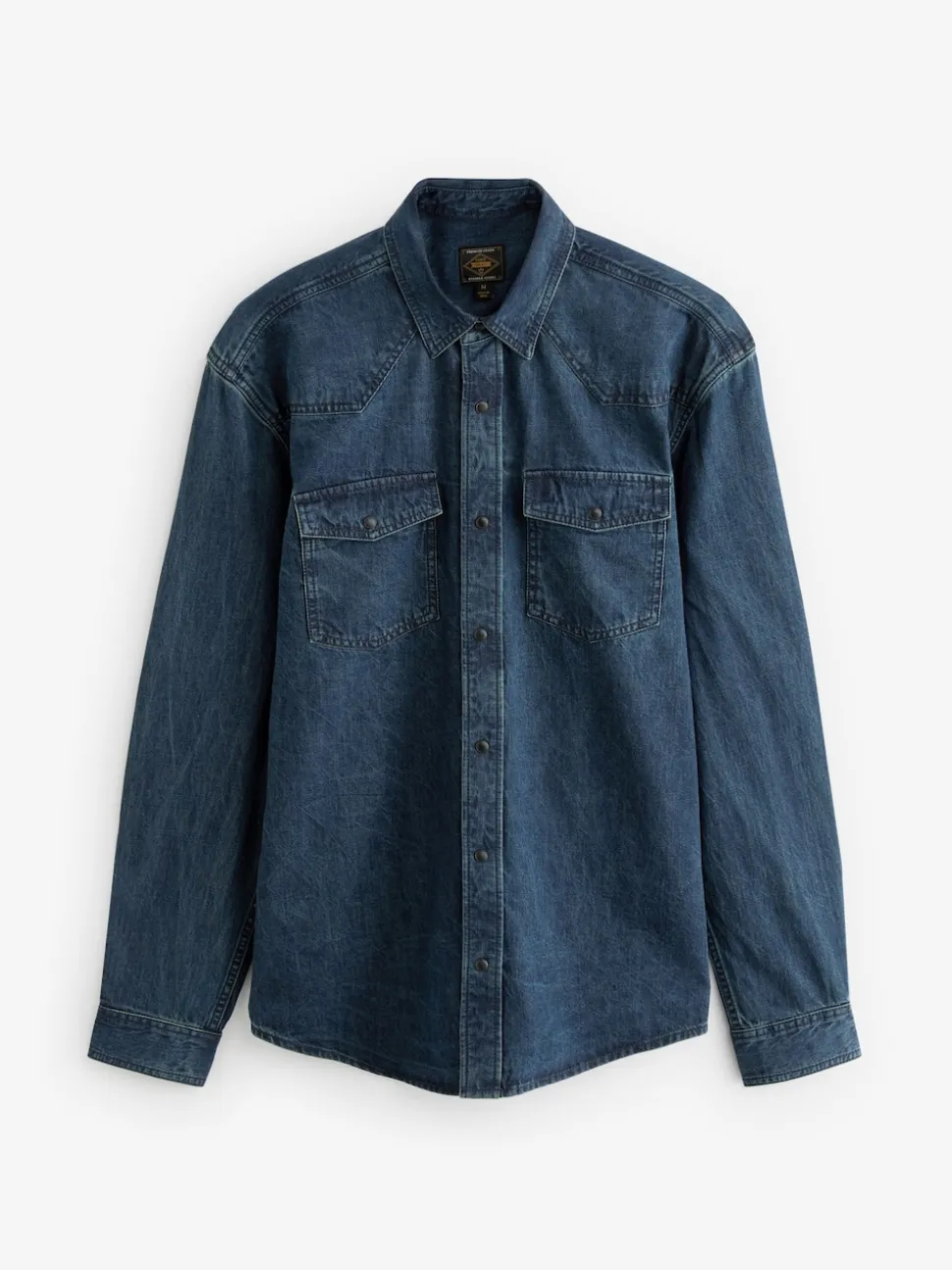 Dark Blue Denim Western 100% Cotton Long Sleeve Shirt