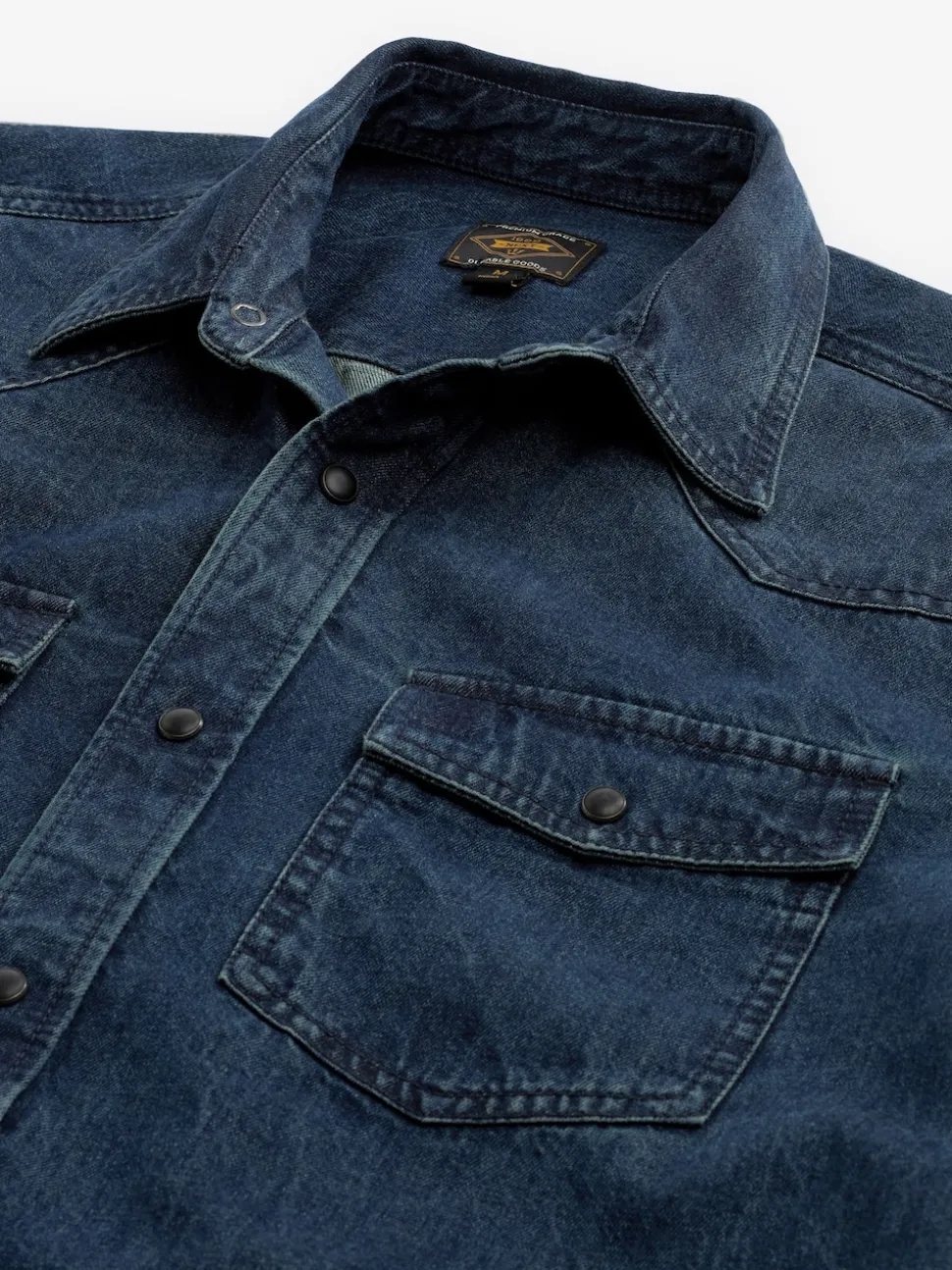 Dark Blue Denim Western 100% Cotton Long Sleeve Shirt