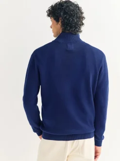 Dark Blue Plain N.Premium Regular Fit 100% Cotton Premium Quarter Zip Jumper
