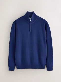Dark Blue Plain N.Premium Regular Fit 100% Cotton Premium Quarter Zip Jumper