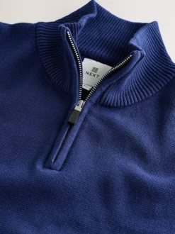 Dark Blue Plain N.Premium Regular Fit 100% Cotton Premium Quarter Zip Jumper