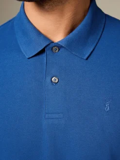 Dark Blue Regular Fit Short Sleeve Pique Polo Shirt