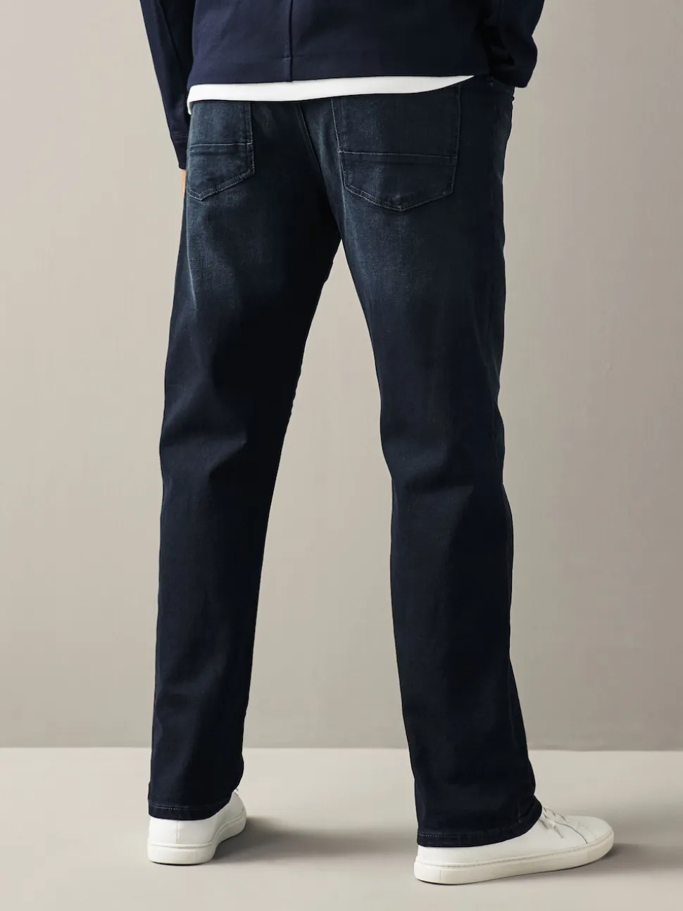 Dark Blue Straight Fit Belted Authentic Jeans
