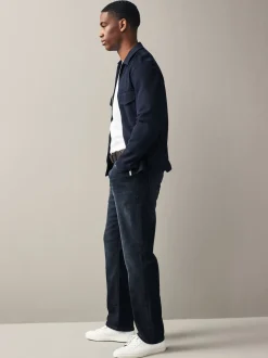 Dark Blue Straight Fit Belted Authentic Jeans
