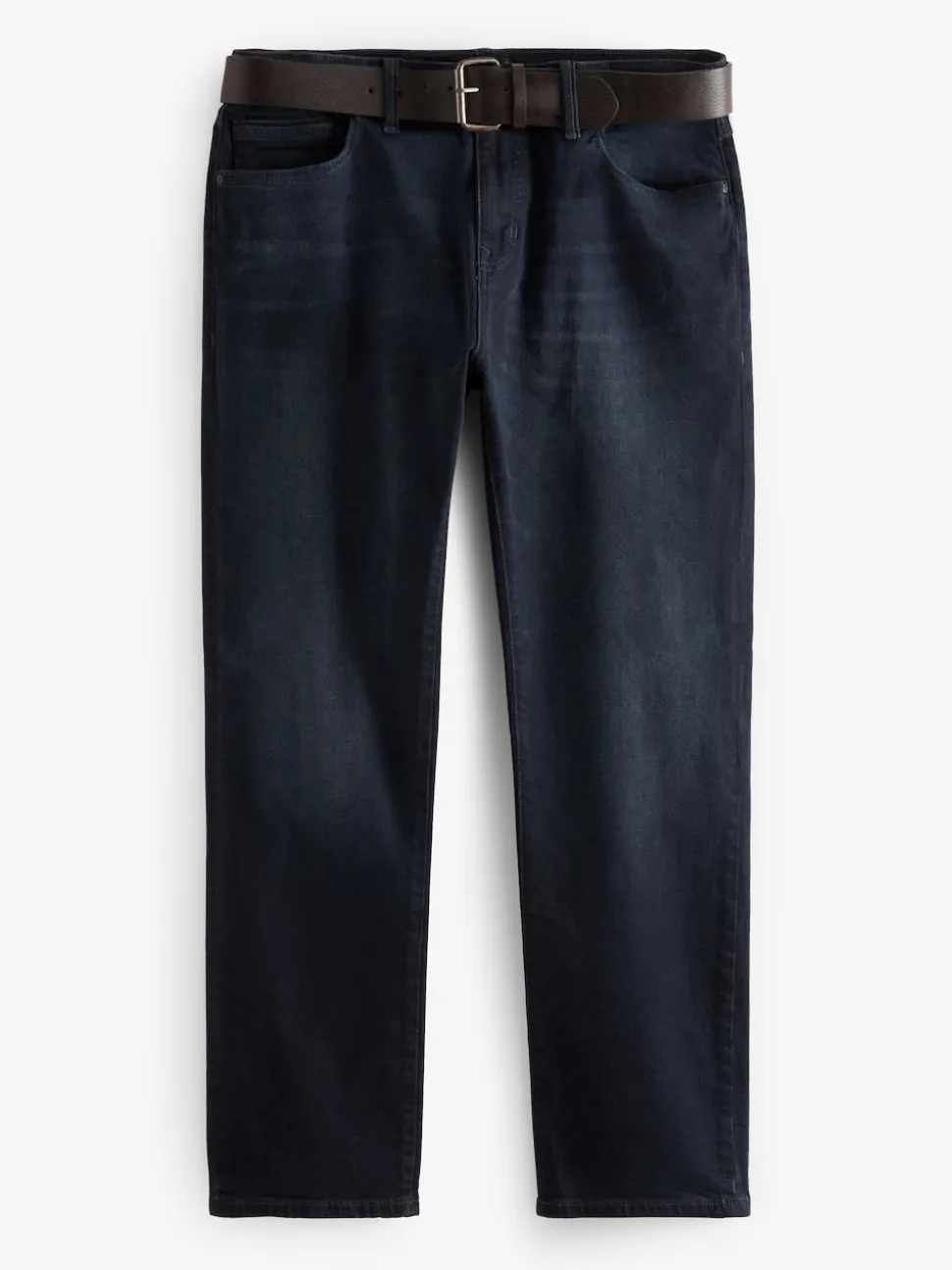 Dark Blue Straight Fit Belted Authentic Jeans
