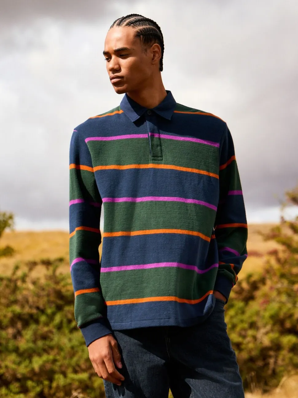Dark Blue/Green Stripe Rugby Shirt