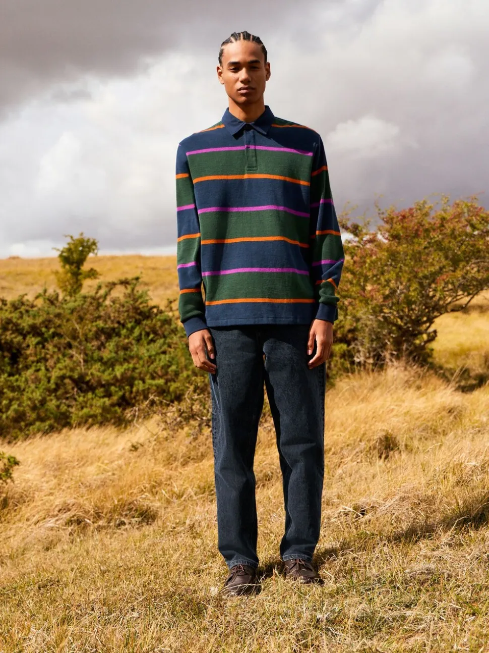 Dark Blue/Green Stripe Rugby Shirt