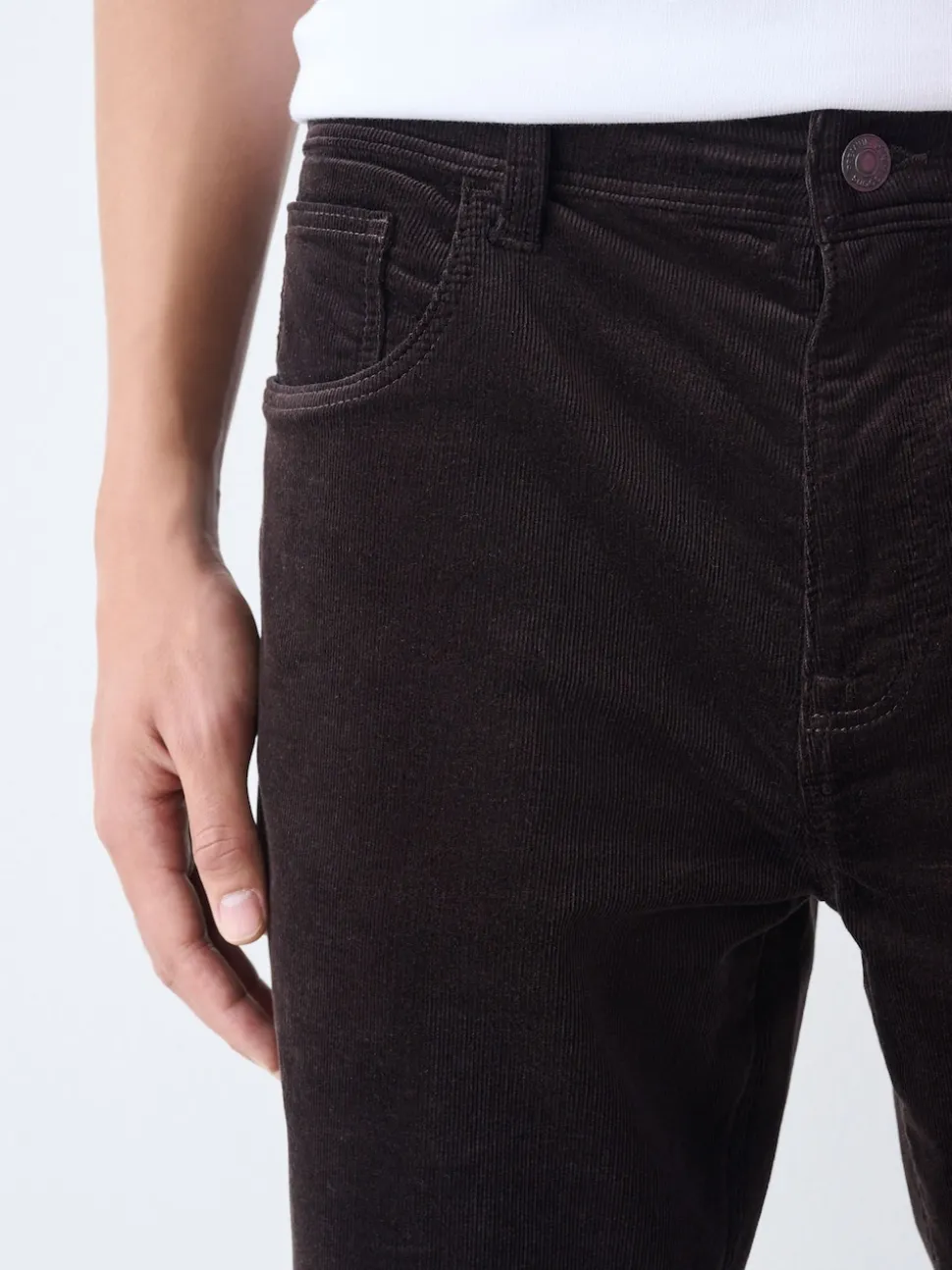 Dark Burgundy Slim Fit Motionflex Corduroy Stretch Trousers