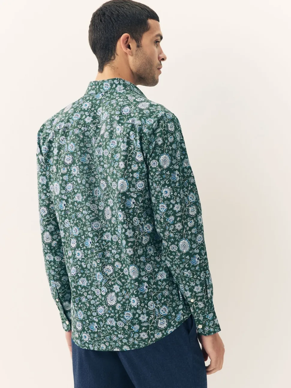 Dark Green Ditsy Regular Fit Long Sleeve Print Shirt