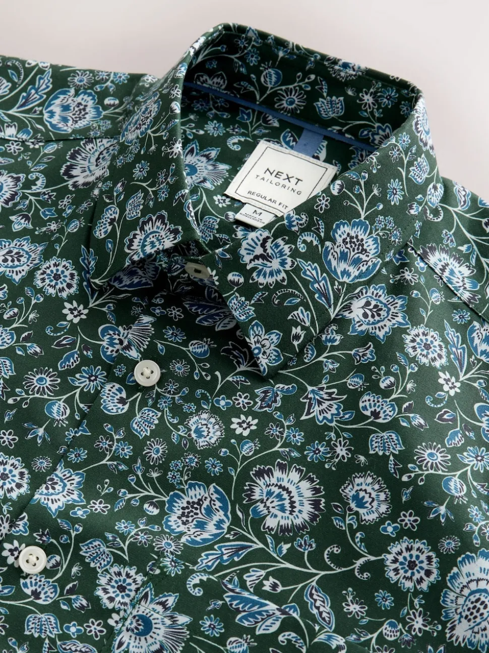 Dark Green Ditsy Regular Fit Long Sleeve Print Shirt