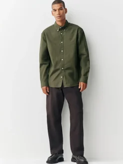 Dark Green Regular Fit Long Sleeve Oxford Shirt