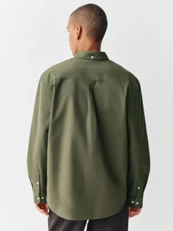 Dark Green Regular Fit Long Sleeve Oxford Shirt