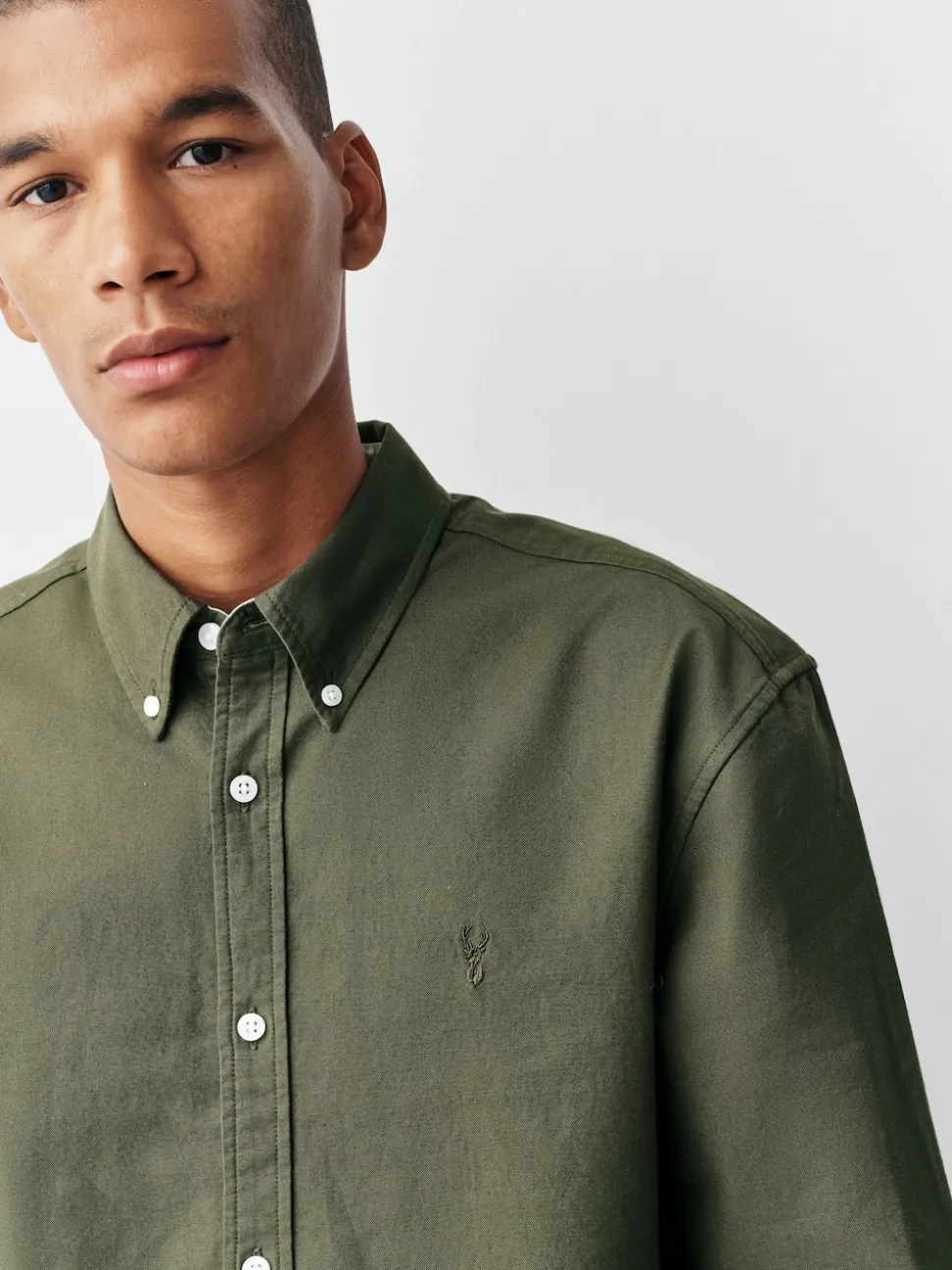 Dark Green Regular Fit Long Sleeve Oxford Shirt