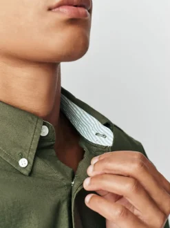 Dark Green Regular Fit Long Sleeve Oxford Shirt
