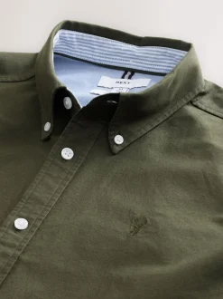 Dark Green Regular Fit Long Sleeve Oxford Shirt