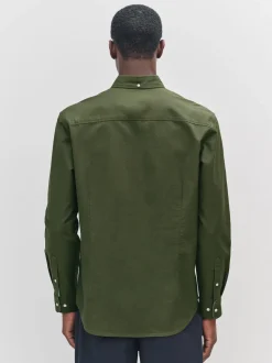 Dark Green Slim Fit Long Sleeve Oxford Shirt