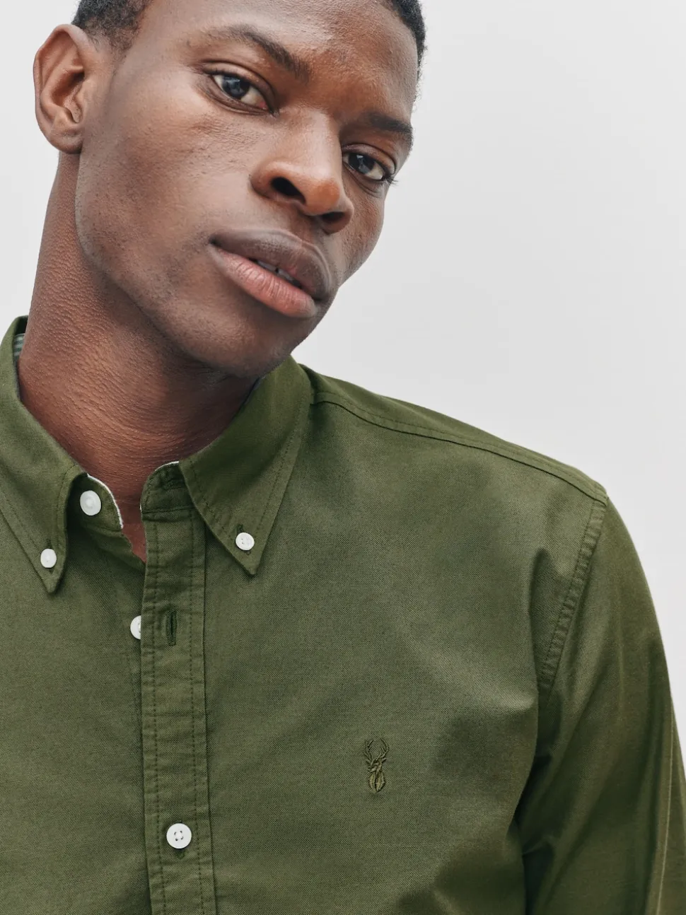 Dark Green Slim Fit Long Sleeve Oxford Shirt