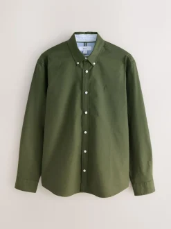 Dark Green Slim Fit Long Sleeve Oxford Shirt