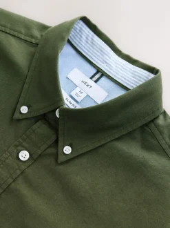 Dark Green Slim Fit Long Sleeve Oxford Shirt
