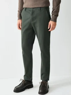 Dark Green Slim Fit Stretch Chinos Trousers