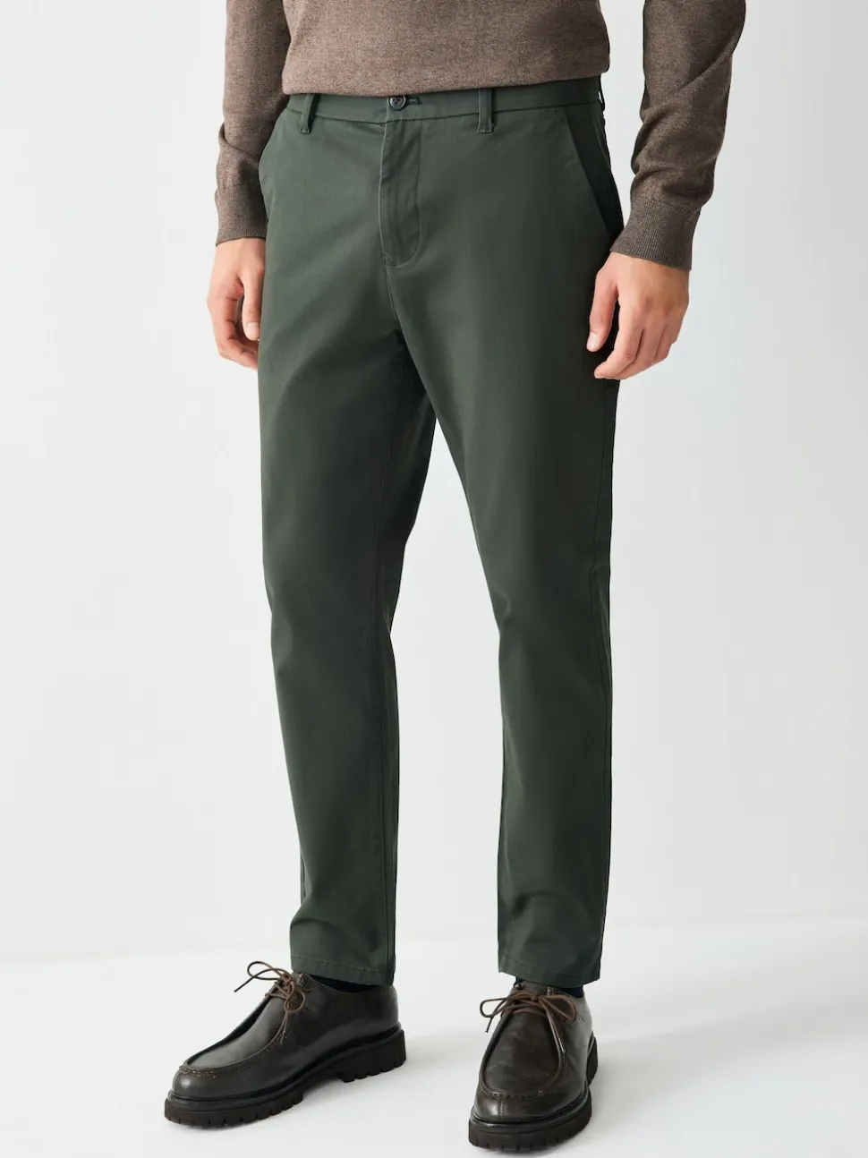 Dark Green Slim Fit Stretch Chinos Trousers