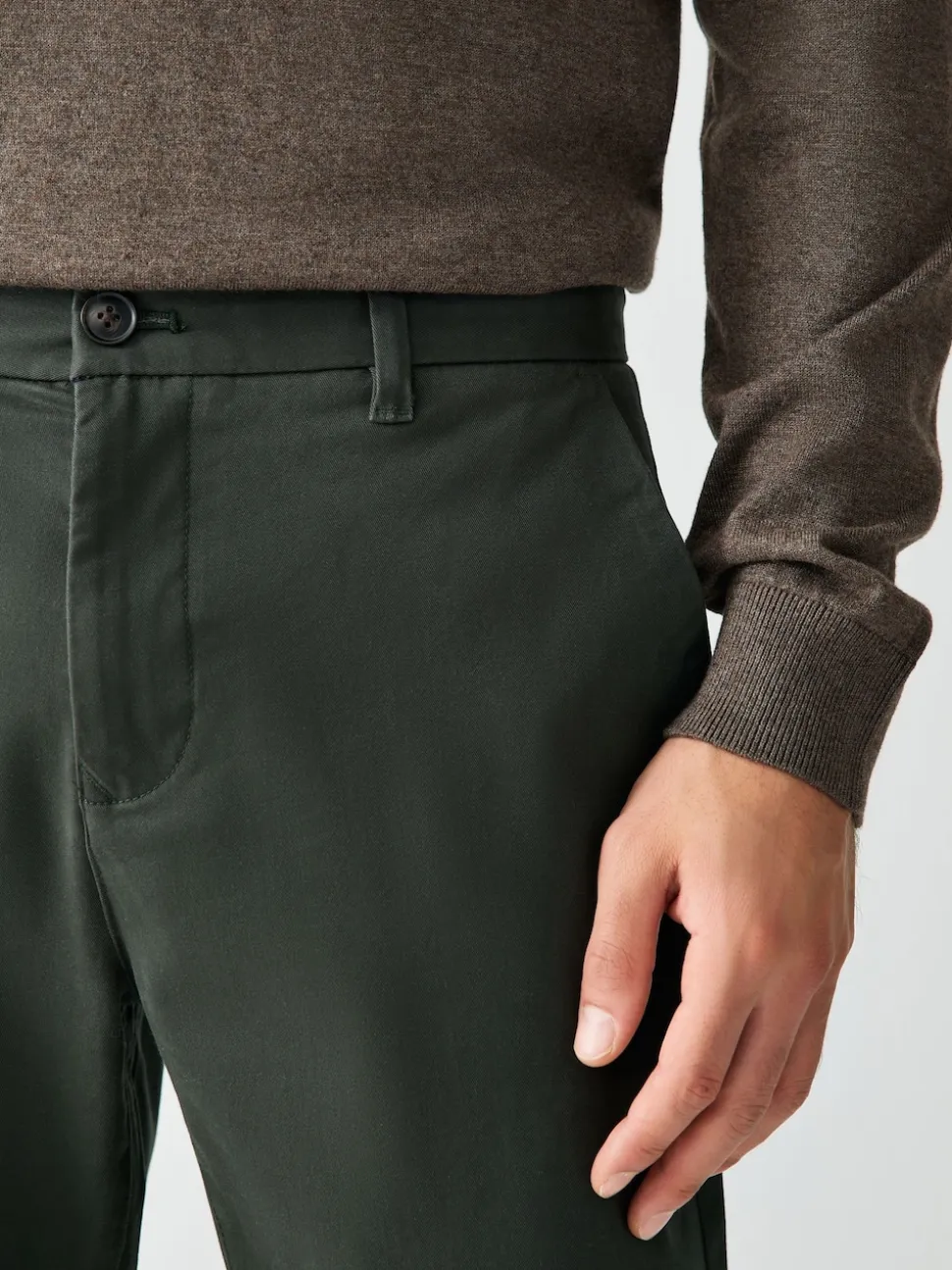 Dark Green Slim Fit Stretch Chinos Trousers