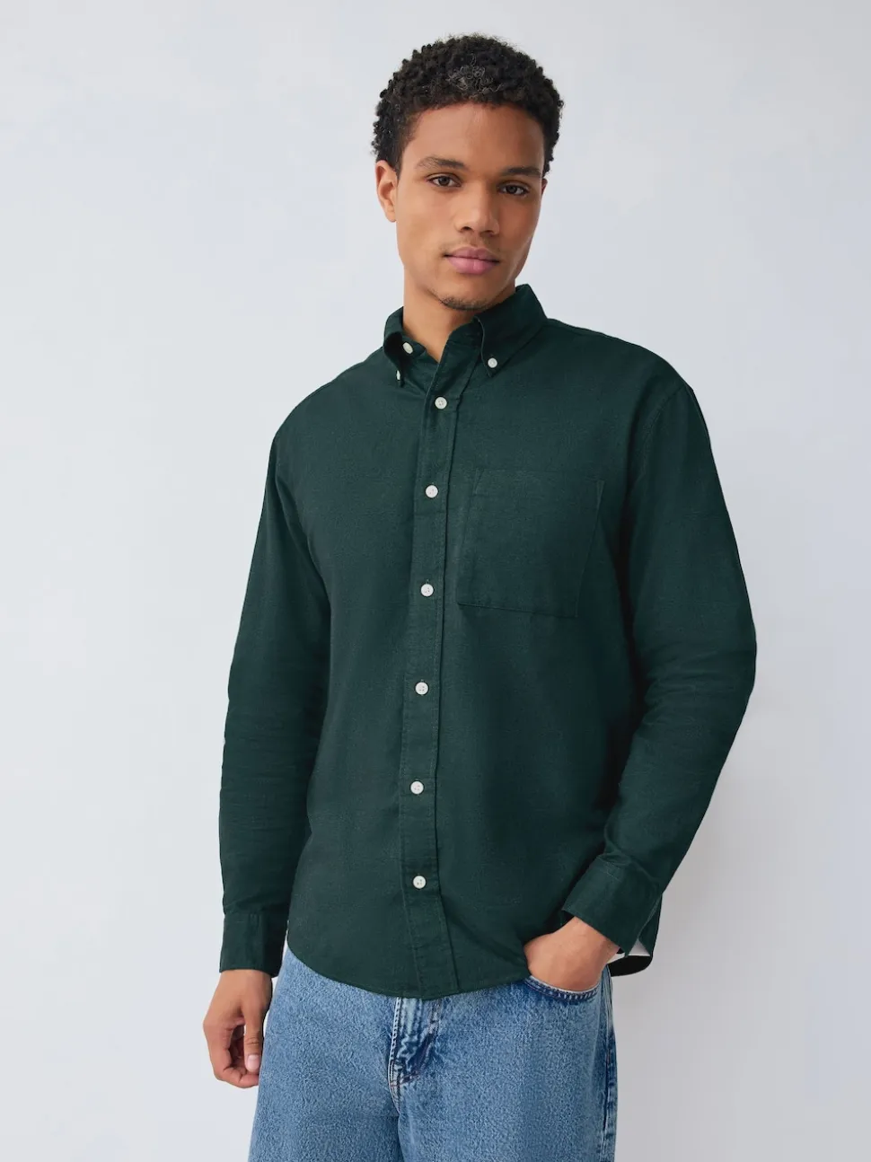 Dark Green Soft Touch Oxford Long Sleeve Shirt
