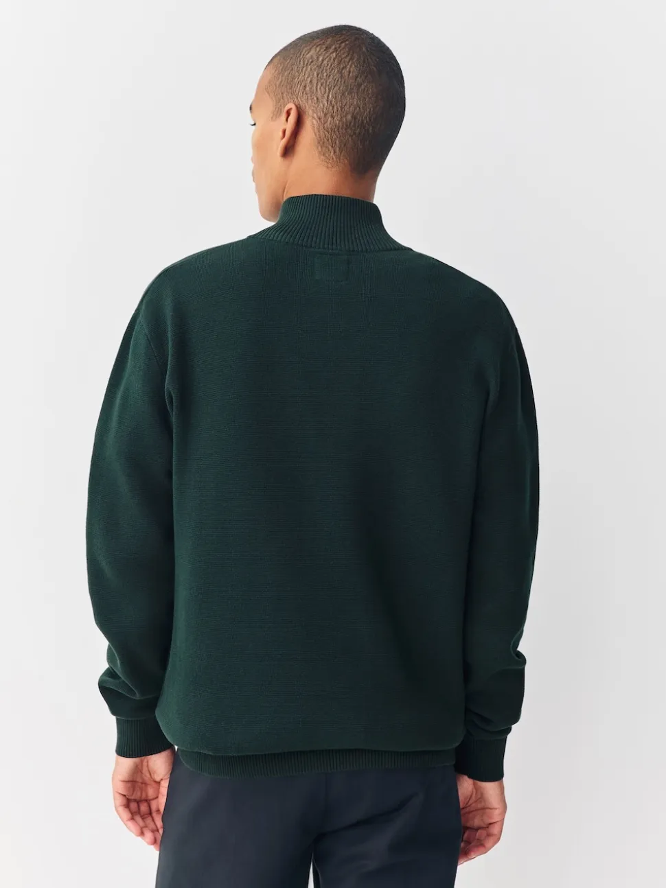 Dark Green Stag Logo N.Premium Regular Fit 100% Cotton Premium Quarter Zip Jumper