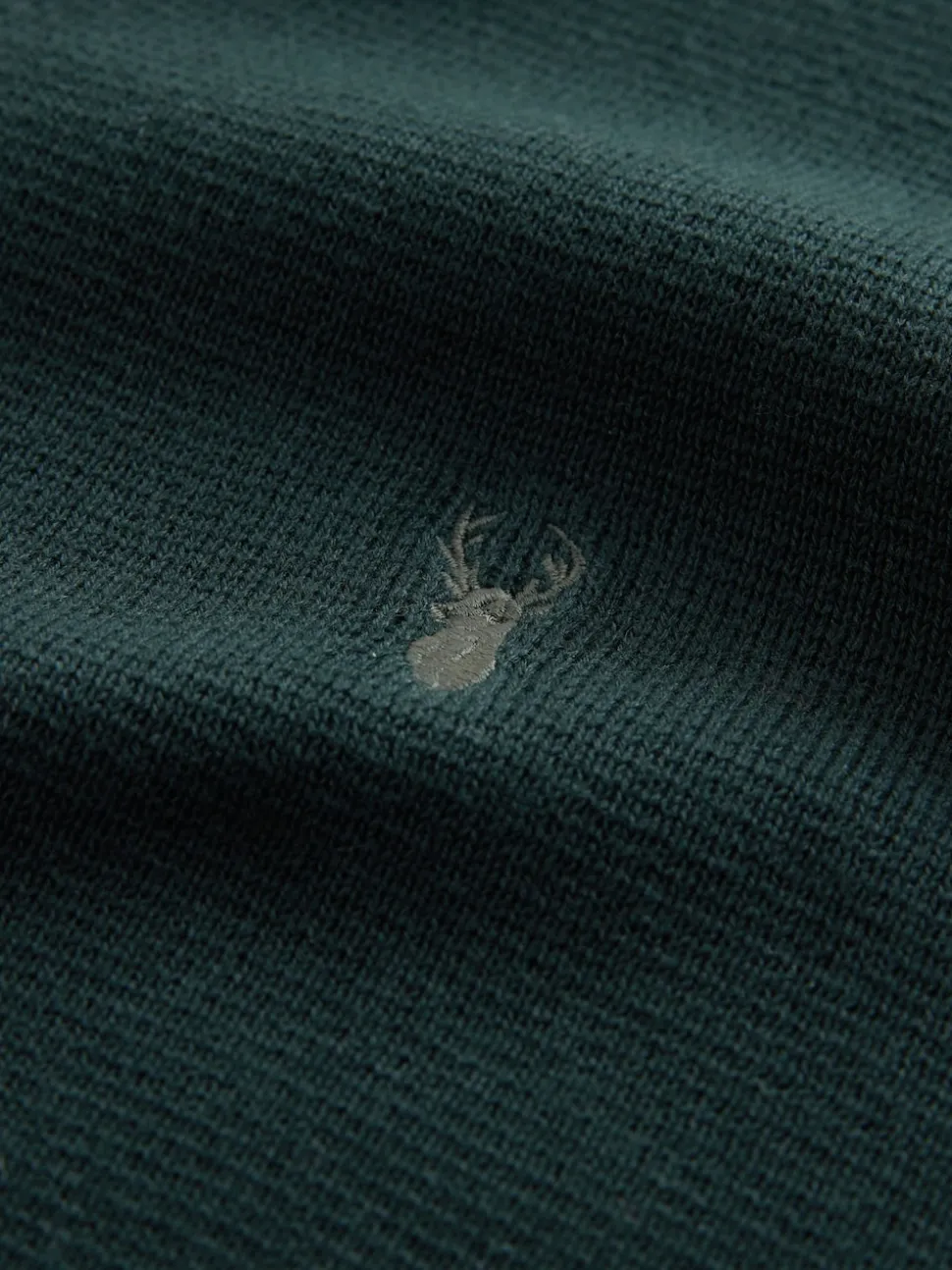 Dark Green Stag Logo N.Premium Regular Fit 100% Cotton Premium Quarter Zip Jumper