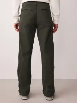 Dark Green Straight Fit Motionflex Chino Trousers