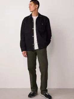 Dark Green Straight Fit Motionflex Chino Trousers