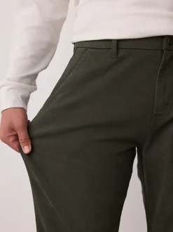 Dark Green Straight Fit Motionflex Chino Trousers