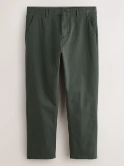 Dark Green Straight Fit Stretch Chinos Trousers