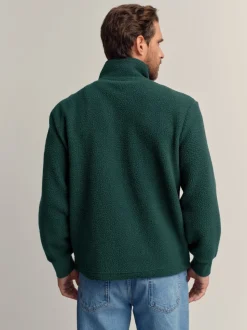 Dark Green Zip Through Borg Fleece
