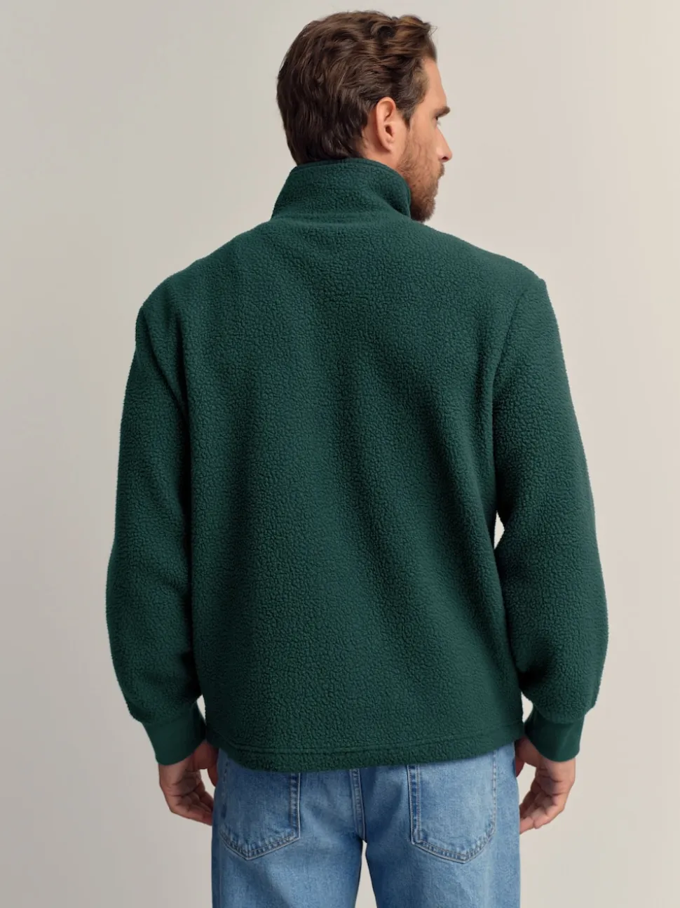 Dark Green Zip Through Borg Fleece