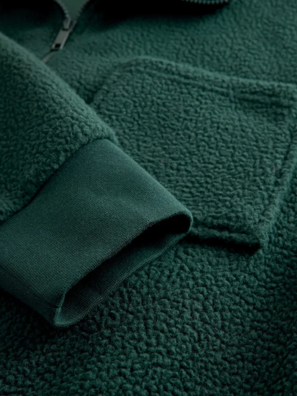 Dark Green Zip Through Borg Fleece