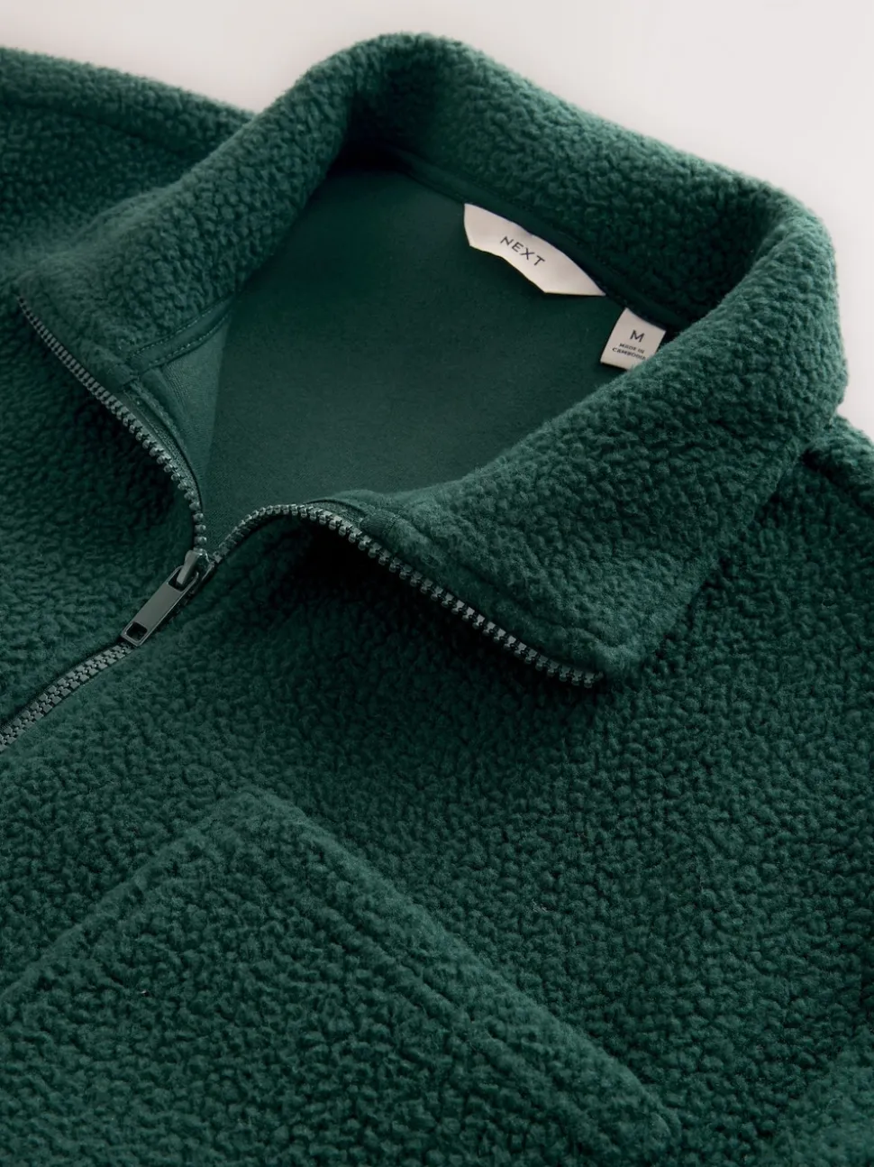 Dark Green Zip Through Borg Fleece
