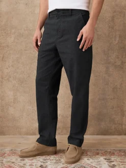 Dark Grey Regular Tapered Fit Heritage Cotton Rich Trousers