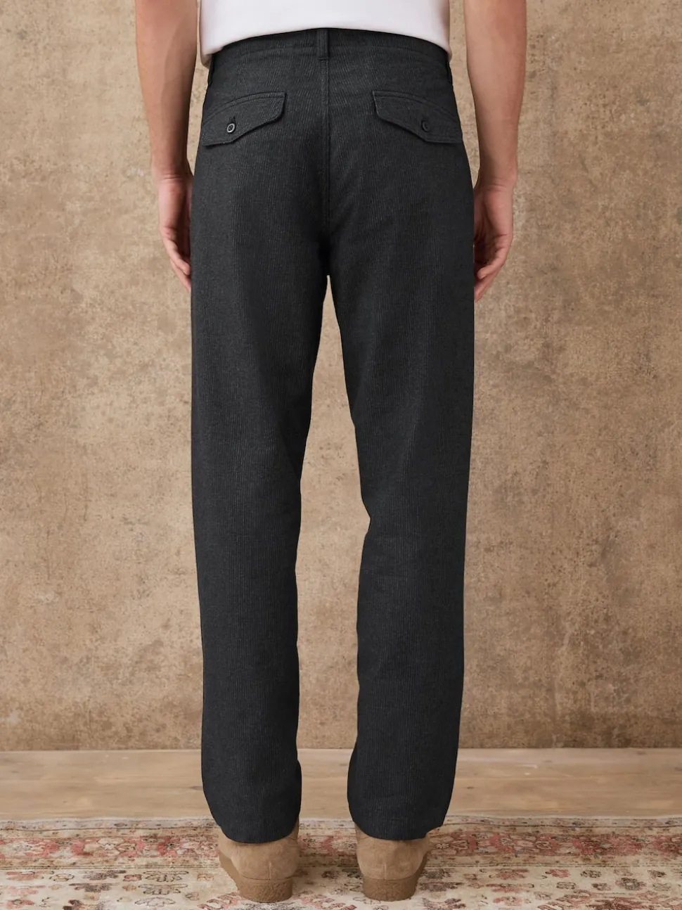 Dark Grey Regular Tapered Fit Heritage Cotton Rich Trousers