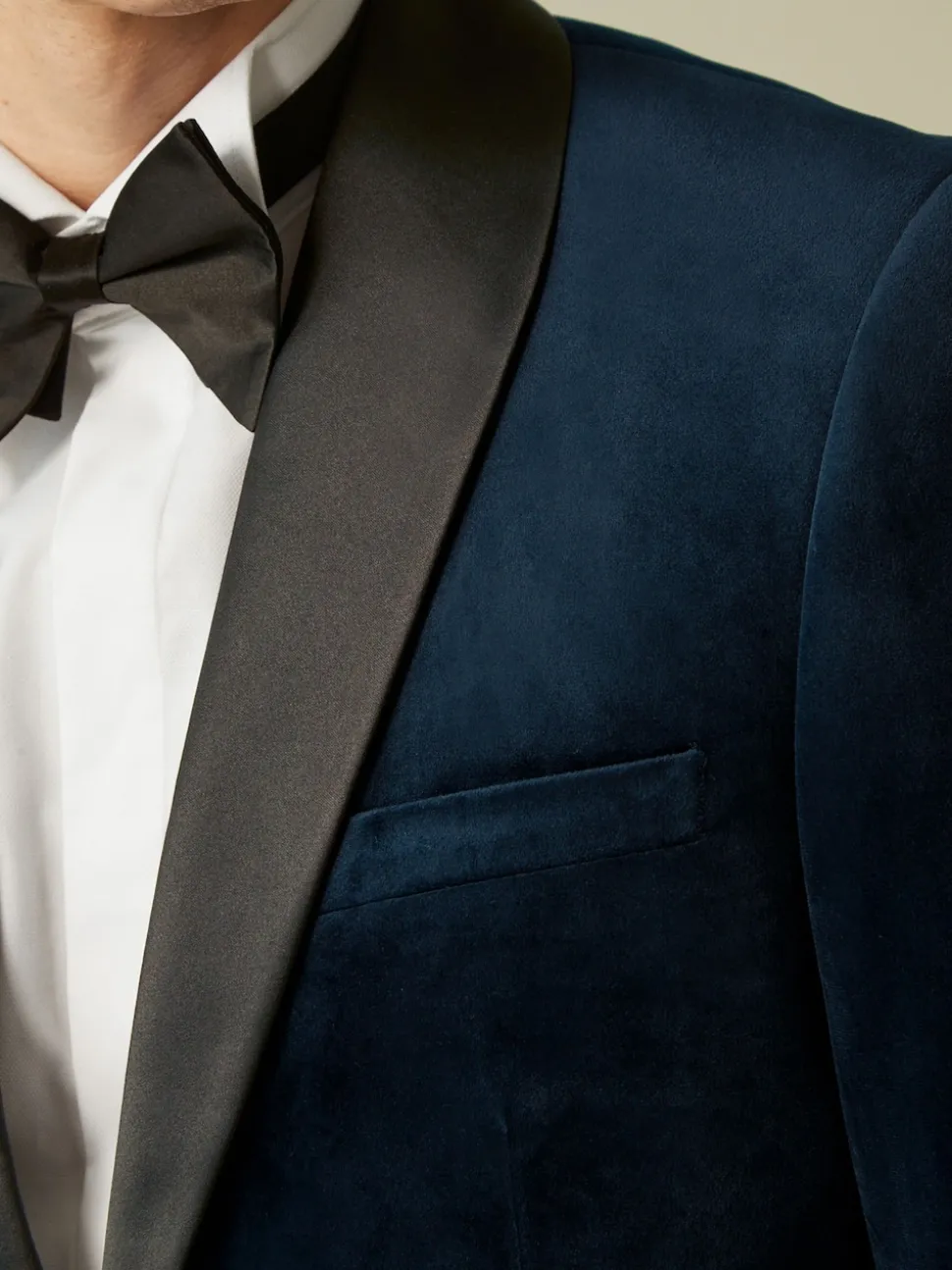 Dark Navy Blue Slim Fit Velvet Blazer