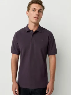 Dark Purple Regular Fit Short Sleeve Pique Polo Shirt