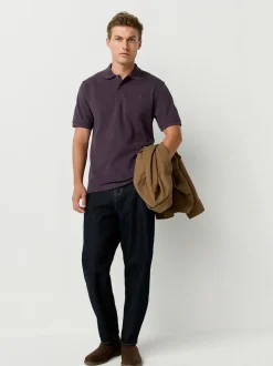 Dark Purple Regular Fit Short Sleeve Pique Polo Shirt