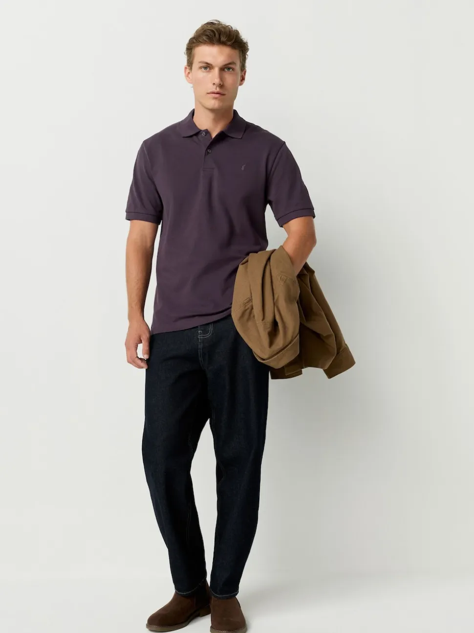 Dark Purple Regular Fit Short Sleeve Pique Polo Shirt