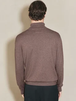 Dark Stone EDIT Knitted Long Sleeve Roll Neck Polo Shirt