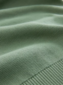 Dark Stone/Sage Green N.Premium 100% Cotton Regular Fit Premium Quarter Zip Jumpers 2 Pack