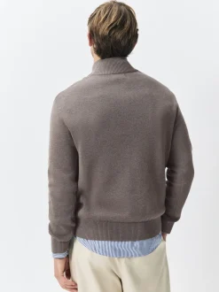 Dark Stone/Sage Green N.Premium 100% Cotton Regular Fit Premium Quarter Zip Jumpers 2 Pack