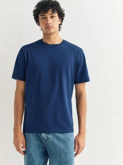 Deep Blue Regular Fit Essential Crew Neck Cotton T-Shirt